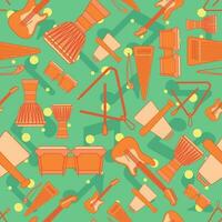 Colored seamless pattern background with musical instruments Vector