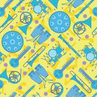 Colored seamless pattern background with musical instruments Vector
