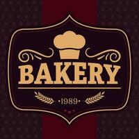 Isolated retro high quality premium bakery badge with a chef hat Vector
