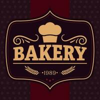 Isolated retro high quality premium bakery badge with a chef hat Vector