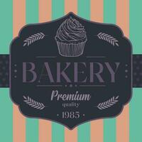 Isolated retro high quality premium bakery badge with a cupcake Vector