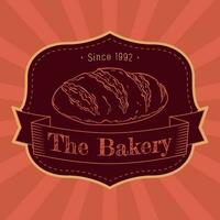 Isolated retro high quality premium bakery badge with a bread sketch Vector