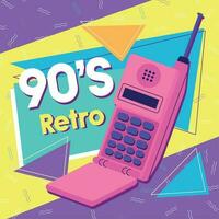 Isolated mobile phone Nostalgic retro background Vector