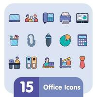 Set of colored sketch office icons Vector