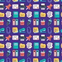 Seamless pattern background with cute office icons Vector