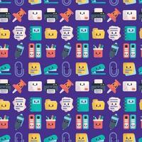 Seamless pattern background with cute office icons Vector