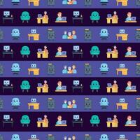 Seamless pattern background with cute office icons Vector