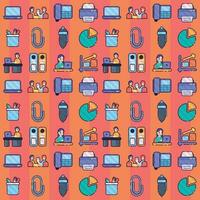 Seamless pattern background with office icons Vector