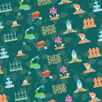 Seamless pattern background with gardening icons Vector