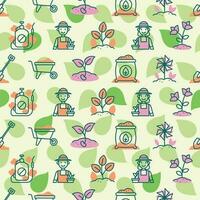 Seamless pattern background with gardening icons Vector