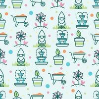 Seamless pattern background with gardening icons Vector