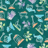 Seamless pattern background with gardening icons Vector