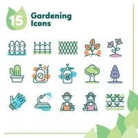 conjunto de diferente de colores jardinería íconos vector