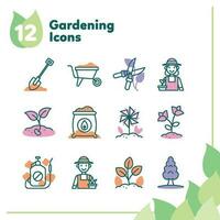 Set of different colored gardening icons Vector