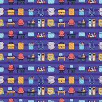 Seamless pattern background with office icons Vector