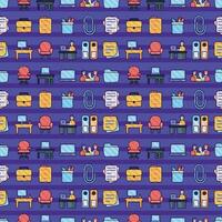 Seamless pattern background with office icons Vector