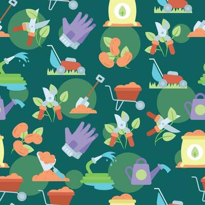 Seamless pattern background with gardening icons Vector