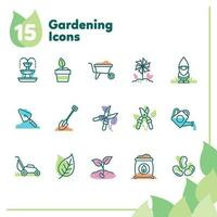 conjunto de diferente de colores jardinería íconos vector