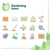 Set of different colored gardening icons Vector