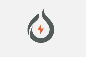 Fire Flame and Flash Lightning Thunder logo vector