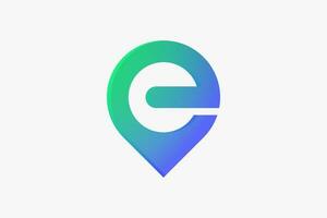 letter e pin location vector logo