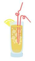 Horses neck with lemon slice and straw.  Summer alcohol cocktail vector