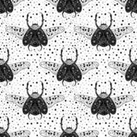 Unusual beetles decorated with flowers by ink. Seamless pattern with doodles element. vector