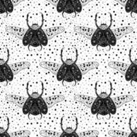 Unusual beetles decorated with flowers by ink. Seamless pattern with doodles element. vector