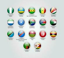 3d bandera íconos lustroso circulo de África países vector