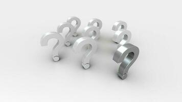 3D illustrations silver and white question mark group for business corporate and advertising photo