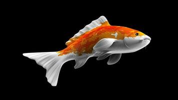 Single Orange and White Color Koi Fish 3D Rendering Japanese Carp photo