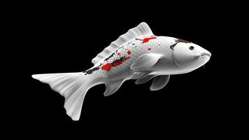 Single Black, Red and White Color Koi Fish 3D Rendering Japanese Carp photo