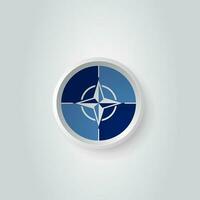 Flag of NATO as round emboss icon. Button with flag design. photo