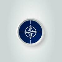 Flag of NATO as round emboss icon. Button with flag design. photo