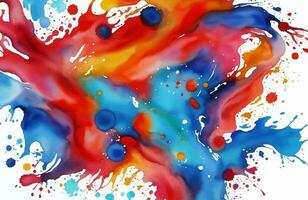 Colorful Watercolor Brush Splash Abstract Background Illustration photo