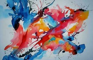 Colorful Watercolor Brush Splash Abstract Background Illustration photo