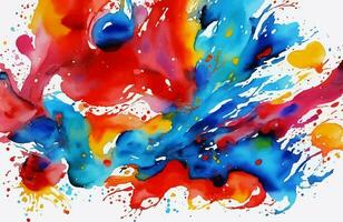 Colorful Watercolor Brush Splash Abstract Background Illustration photo