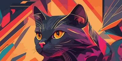 Colorful Cat Aesthetic Background Abstract Illustration vector