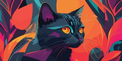 Colorful Cat Aesthetic Background Abstract Illustration vector