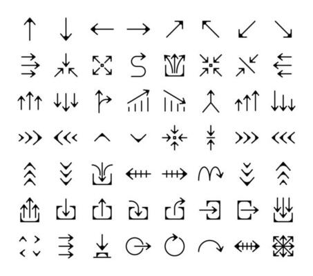 Black Arrow Icons in Outline Style