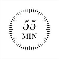 55 minutes timers Clocks, Timer 55 min icon. vector