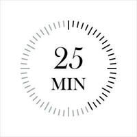 25 minutos temporizadores relojes, Temporizador 25 min icono. vector