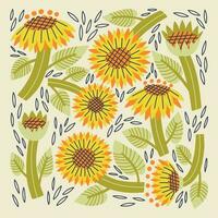 Flower Sunflower and Plant vector collection element