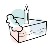 piece of cake with cream and a candle vector