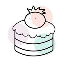 three-layer cake, pie, muffin with berries vector