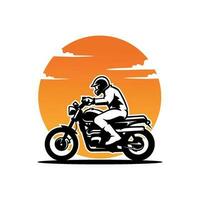 Biker riding adventure motorcycle illustration logo vector