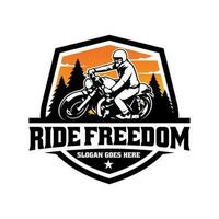 Biker riding adventure motorcycle illustration logo vector