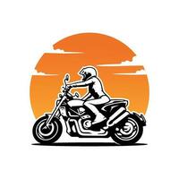 Biker riding motorcycle illustration logo vector isolated