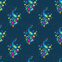 Seamless pattern with peacock. Vector illustration