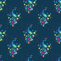 Seamless pattern with peacock. Vector illustration